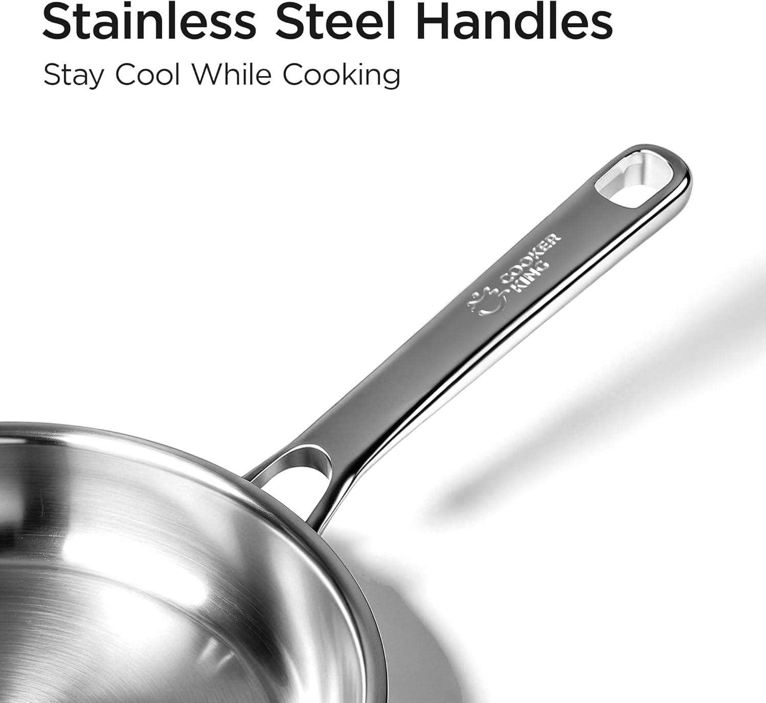 Best Cookware – COOKER KING 8 Inch Stainless Steel Frying Pan, Small Omelette Pan, Induction Pan, Rivetless & Non-Toxic, Fast & Even Heating, Oven & Dishwasher Safe Review